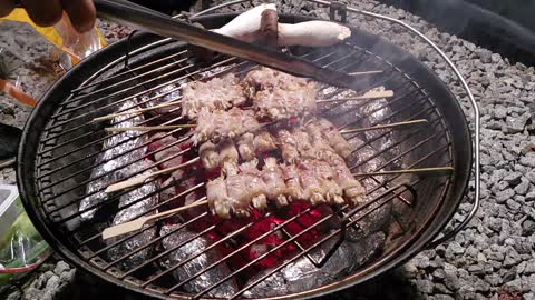 Grilled Enoki Mushroom Bacon Roll Camping BBQ