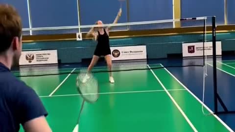 Badminton professional playing