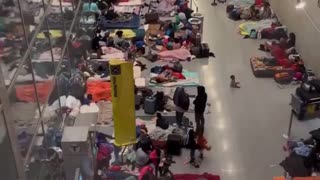 Logan Airport in Boston where Democrats turned it to a Giant shelter