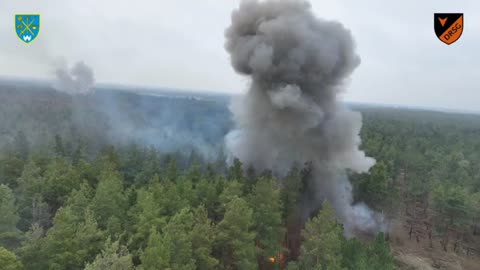 Ukrainian Drone Spots a Massive Stash of Russian Grad Rockets