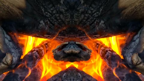 Symmetric Mirroring Effect of a Beach Fire. Relaxing Video Art.