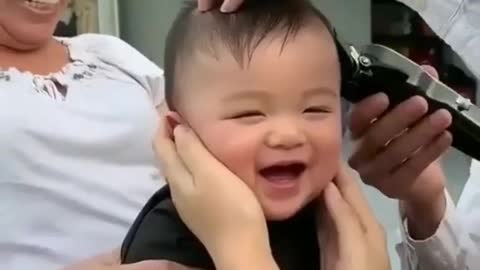 Baby cute reaction haircut