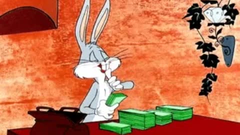 The funny rabbit counting money