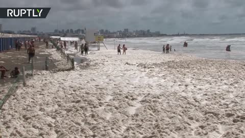 From sea foam appearing on the shores of Argentina