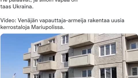 Venäjän vapauttaja-armeija rakentaa uusia kerrostaloja Mariupolissa.