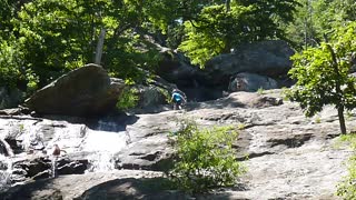 My grandson climbing Cunningham Falls