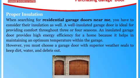 Things to Consider Before Purchasing Garage Door