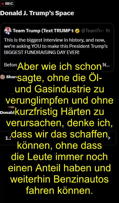 ⁣Donald Trump's interview mit Elon Musk (automatische Untertitel)