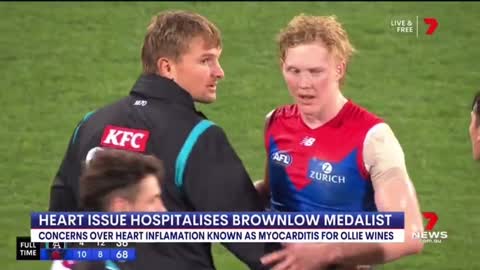 AFL footballer Ollie Wines has myocarditis requiring hospital admission