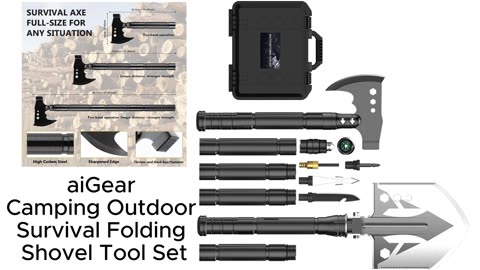 aiGear Camping Outdoor Survival Shovel Folding Tool Set