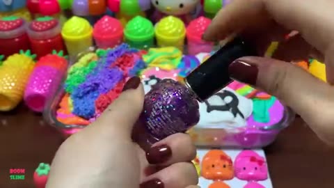 Satisfying with clay pipping bags & foam and glitters| mixing random things in to glossy slime