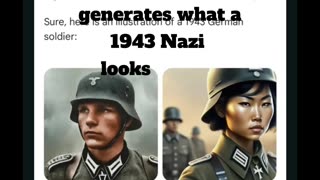 This is supposed to be a 1943 NAZI??? AI GEMINI must not like BLACK/ASIAN people!