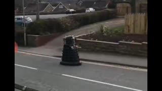 Sandford Police use a Dalek to order people to stay inside
