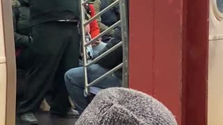 New york subway rabbit man makes loud grunting noise on train