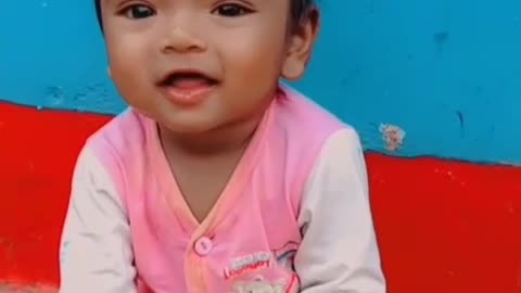 Cute baby smile play