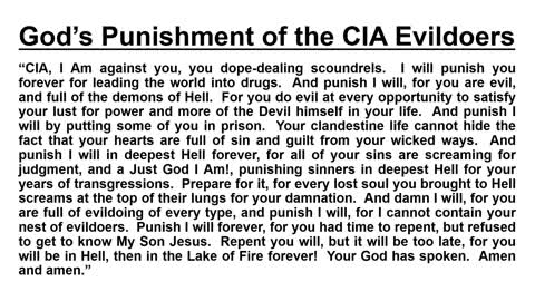 God’s Punishment of the CIA Evildoers