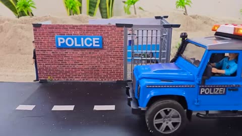 Rescue car with police cars and fire truck _ Funny stories police car _