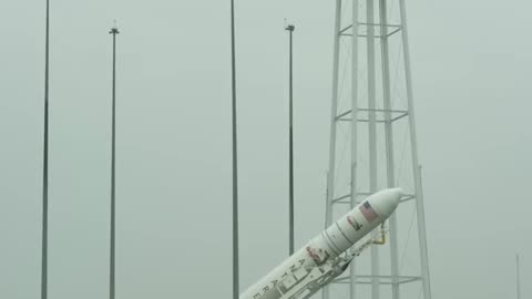 Antares Rocket Raised on launch pad.....
