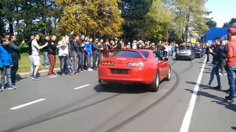 CRAZY TURBO SOUND 1600HP SUPRA + Loud Sound POGTADOR Acceleration at "Bruleurs de gomme" meeting