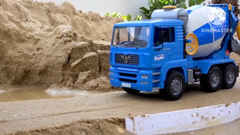 Road Construction with Concrete Mixer Truck Toys