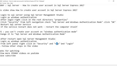 IPGraySpace: Sql Server - How to create user account in SQL Server Express 2017