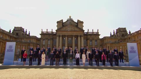 European leaders gather for a family photo at a summit in the UK