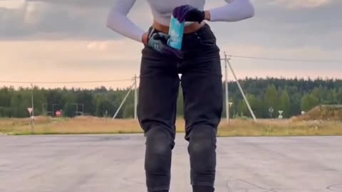 Stunning Biker Girl's Jaw-Dropping Stunt Skills | #BikerBabe #SkillfulRider