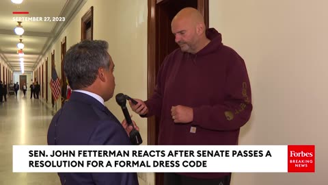 JUST IN- John Fetterman Reacts After Senate Passes Resolution To Institute A Formal Dress Code