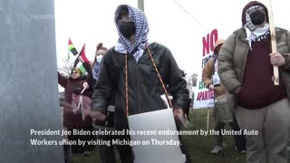 Michigan pro-Palestinian demonstrators voice anger at Biden's support for Israel at UAW Endorsement