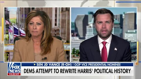 J D Vance discussed Kamala Harris' record with Maria Bartiromo.