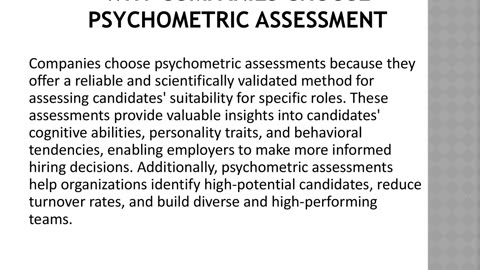 The Role of Psychometric Assessment in Recruitment