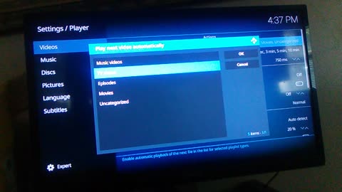 Kodi - How to automatically play next video or song