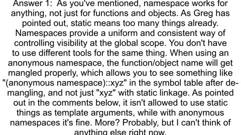 Why an unnamed namespace is a quotsuperiorquot alternative to static