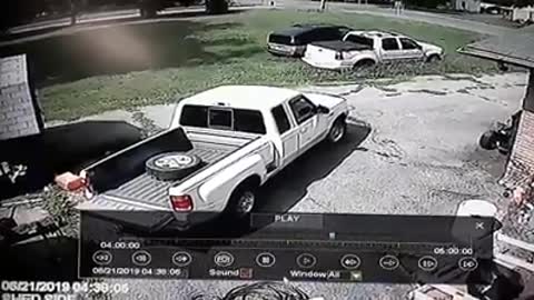 Dumbass Drugged up hits my truck in my own yard