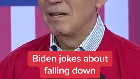 Biden jokes about falling down