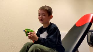 Boy shoots out his loose tooth with a Nerf blaster