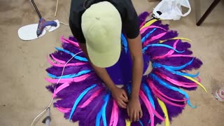 UNDER 75 HOW I MADE A CARNIVAL COSTUME FROM CARDBOARD GEMS AND FEATHERS NO SEW