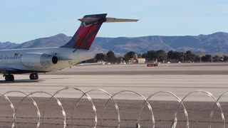 Airplane activity at McCarran International Airport in Las Vegas.