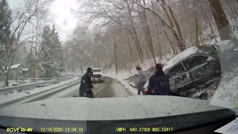 Dash cam shows truck crash into EMS vehicle in PA