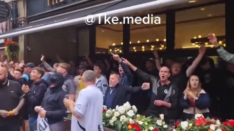 Anti-fascists turned up outside a pub of Patriotic football fans. They were out-