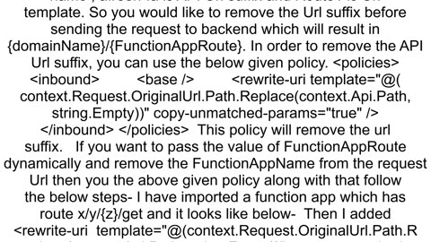 How do i remove the Function App name from an Azure APIM endpoint with a custom domain