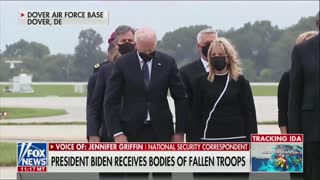 Joe Biden Looks at His Watch During Dignified Transfer of 13 Service Members Killed in Afghanistan