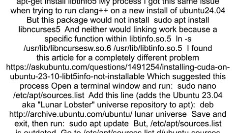 clang error while loading shared libraries libtinfoso5 cannot open shared object file No such file