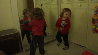 Two Year Old Twins Practice Their Dance Moves In Front Of The Mirror