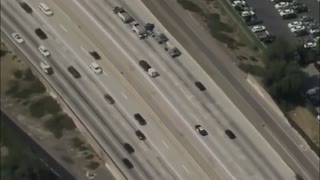 High Speed Police Chase of Truck with Trailer Through Los Angeles