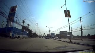 Car Has Close Call with Truck Making U-Turn