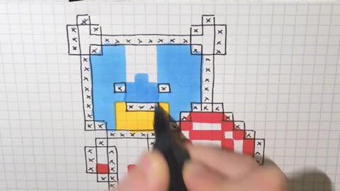 how to Draw Kawaii Captain America - Hello Pixel Art by Garbi KW #shorts