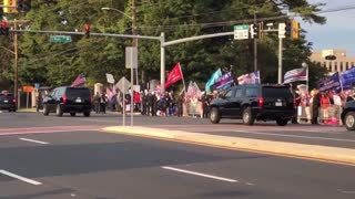 Trump Drives By His Supporters At Walter Reed