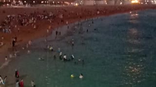 Beach and sea in the Moroccan city of Safi at night