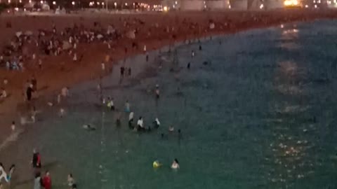 Beach and sea in the Moroccan city of Safi at night